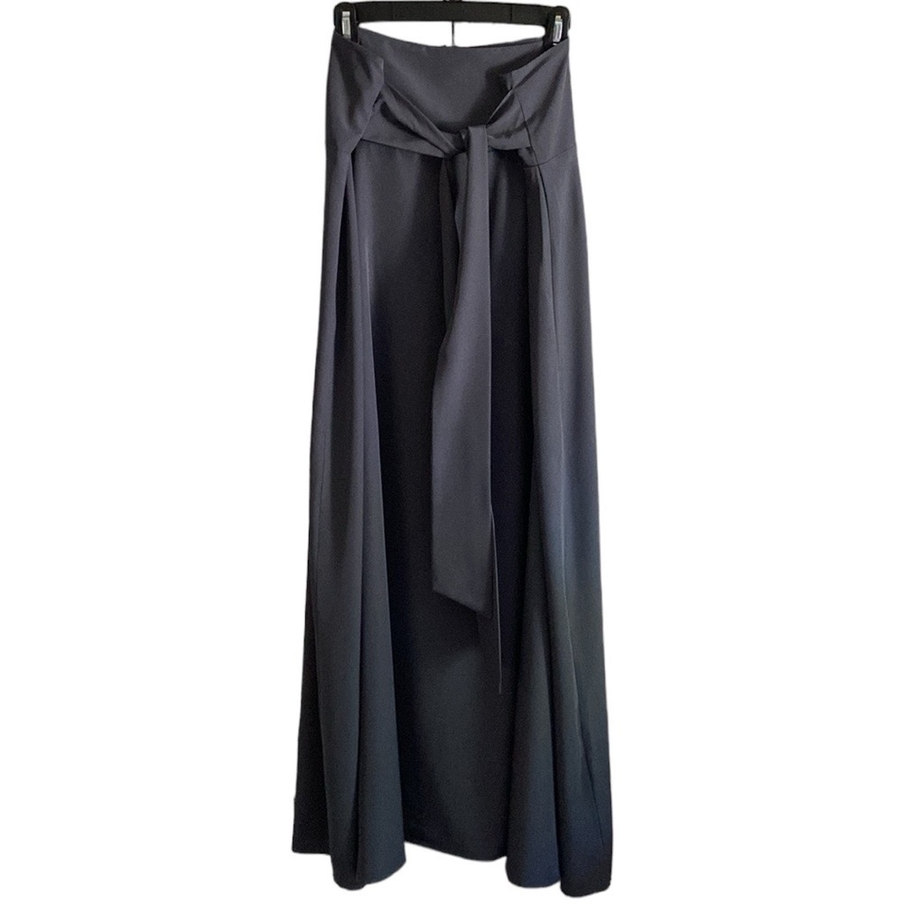 Dark Gray Tie Full Long Maxi Skirt Plus Size 2X Tall Zipper